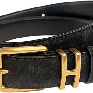 Womens Genuine Suede Leather Belt for Jeans Dresses Slim Fit 105cm